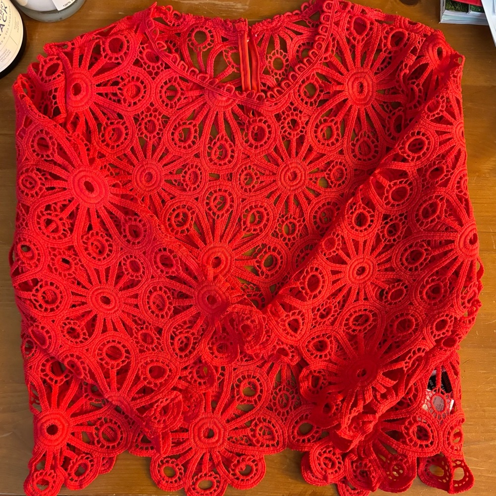 Elegant Coral Lace Women Top